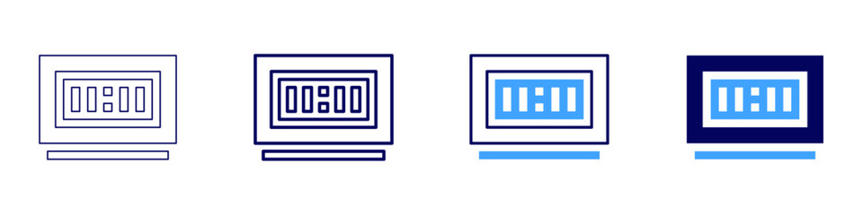 Task timer icon in 4 different styles. Thin Line, Line, Bold, and Bold Line. Duotone style. Editable stroke