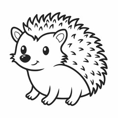 Simple a Hedgehog line art vector white background