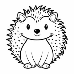 Simple a Hedgehog line art vector white background