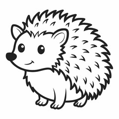 Simple a Hedgehog line art vector white background