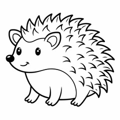 Simple a Hedgehog line art vector white background