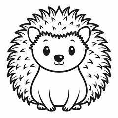 Simple a Hedgehog line art vector white background