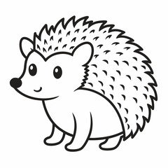 Simple a Hedgehog line art vector white background
