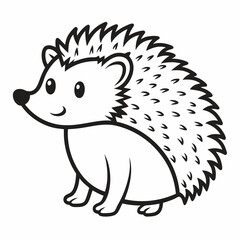 Simple a Hedgehog line art vector white background