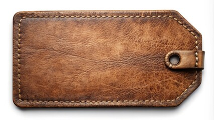 Rustic Brown Leather Tag with Hand Stitching and Metal Eyelet