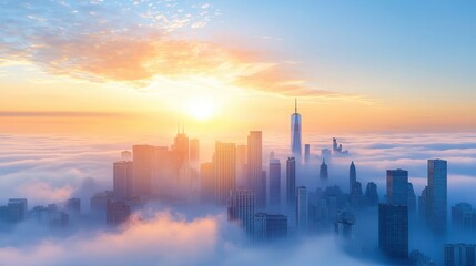 A city covered in thick glowing smog during a severe air pollution crisis, with barely visible skyscrapers in the background. The hazy atmosphere reflects the environmental catastrophe 