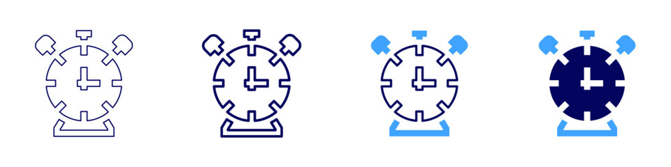 Timer countdown icon in 4 different styles. Thin Line, Line, Bold, and Bold Line. Duotone style. Editable stroke