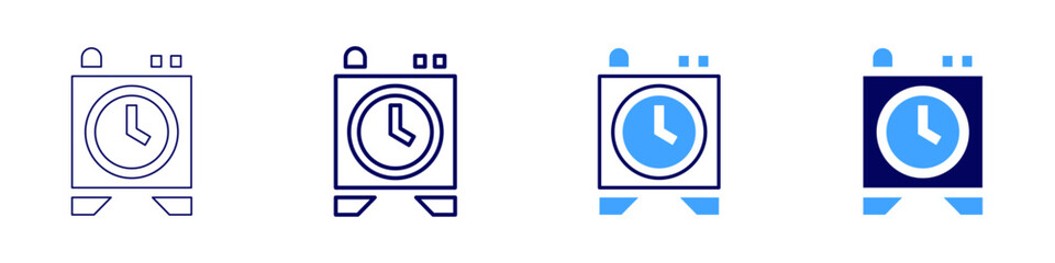 Timer for productivity icon in 4 different styles. Thin Line, Line, Bold, and Bold Line. Duotone style. Editable stroke