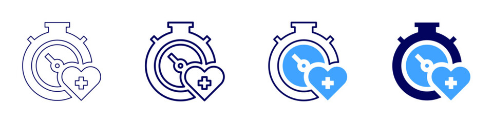 Timer for sleep icon in 4 different styles. Thin Line, Line, Bold, and Bold Line. Duotone style. Editable stroke