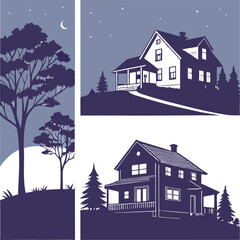 silhouette house on white background