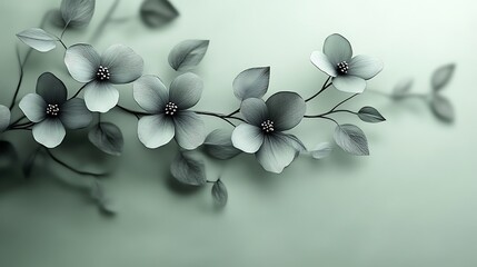Elegant Gray Flowers Branching Softly Against Pale Green