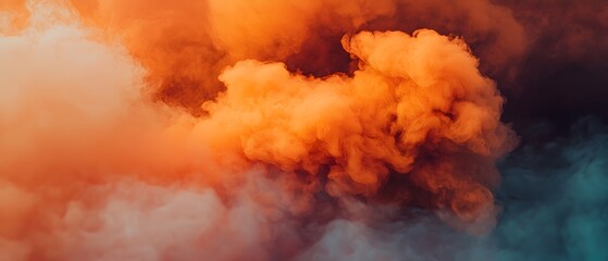 A colorful explosion with orange, blue, and green colors