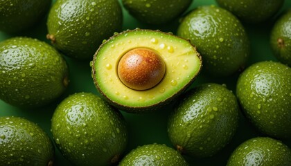 Fresh ripe avocado half on a white plate with seed