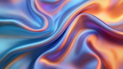 Obraz premium Smooth, colorful silk fabric with vibrant blue and orange hues, creating an elegant and luxurious texture