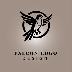 Obraz premium Dynamic Eagle Silhouette Logo Design with Circular Frame, Representing Strength and Freedom, Perfect for Branding and Graphic Design Projects 