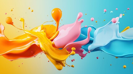 Vibrant Orange Pink Blue Paint Splatter Abstract Background