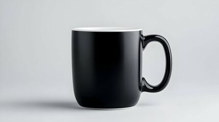 Elegant black coffee mug isolated on a white background, perfect for branding and beverage concepts.