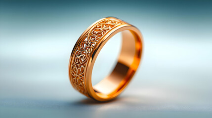 Elegant golden ring with intricate designs, perfect for weddings or special occasions. Ideal for jewelry lovers.