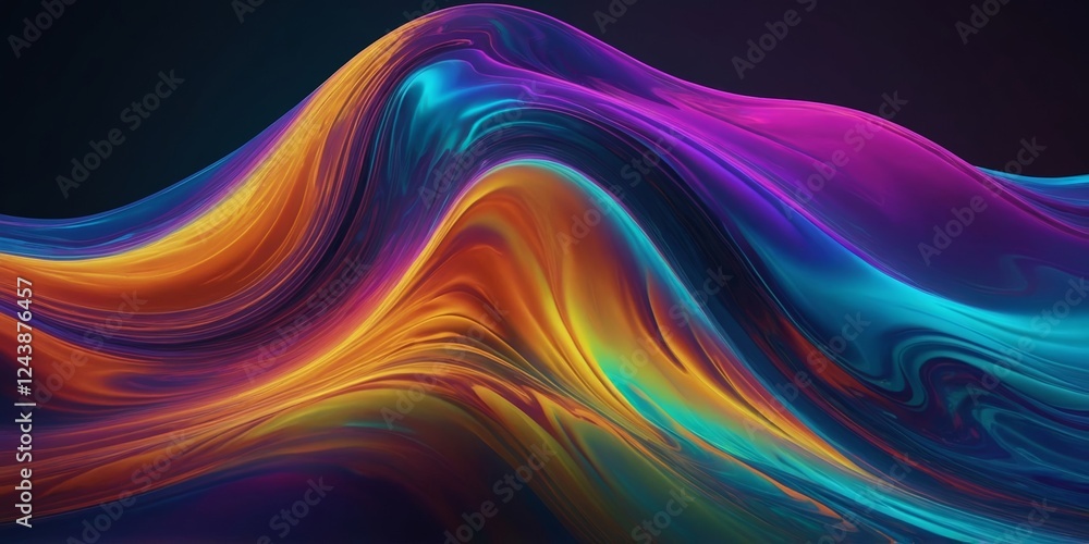 Poster vibrant abstract waves flow gracefully in a dazzling array of colors and light
