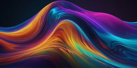 Obraz premium Vibrant abstract waves flow gracefully in a dazzling array of colors and light