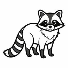 Simple a Raccoon line art vector white background