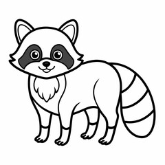 Simple a Raccoon line art vector white background