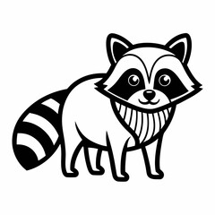 Simple a Raccoon line art vector white background