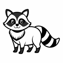 Simple a Raccoon line art vector white background