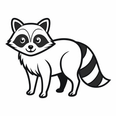 Simple a Raccoon line art vector white background