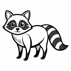 Simple a Raccoon line art vector white background