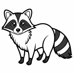 Simple a Raccoon line art vector white background