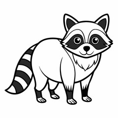 Simple a Raccoon line art vector white background