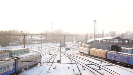 Naklejka premium train on the railway station