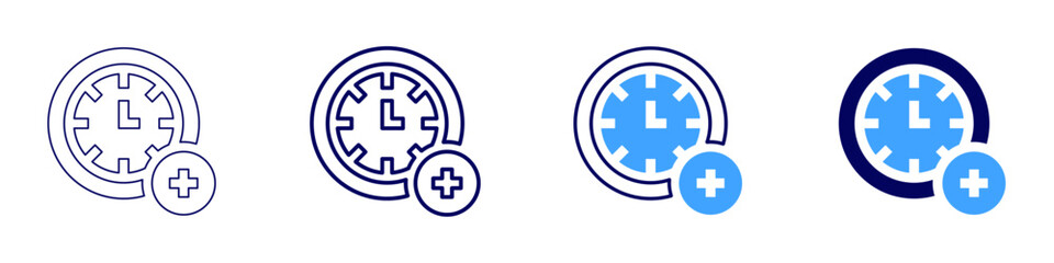 Timer repair icon in 4 different styles. Thin Line, Line, Bold, and Bold Line. Duotone style. Editable stroke