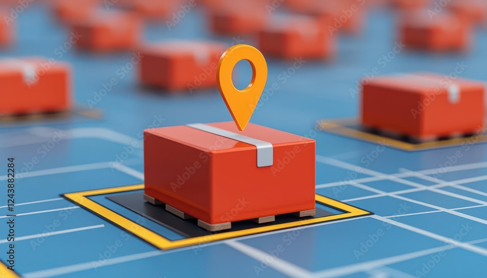 Poster e-commerce logistics delivery optimization. multi-layered logistics map showing optimized warehouse 