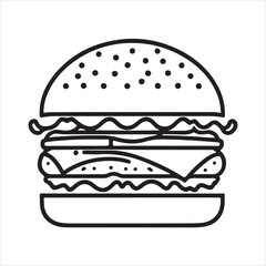 thin line Burger silhouette on white background
