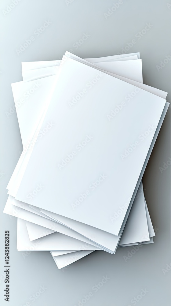 Poster stacked blank sheets of paper on a gray background ideal for various creative projects or office use