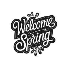 Spring greeting typography with fresh bloom flowers