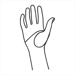 Thin line Hand palm outline silhouette on white background
