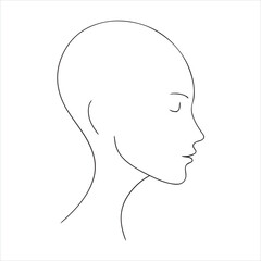 Thin line Outline of human head silhouette on white background
