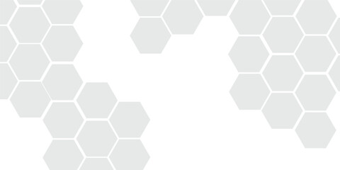 Geometric technology white hexagon background. Abstract vector illustration Science technology and medical concept hexagon on transparent background.