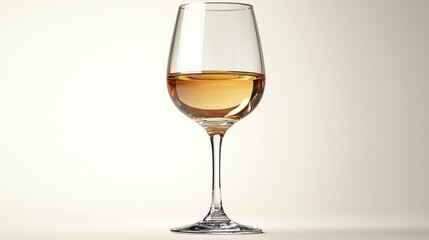 wine glass with white wine isolated on transparent background