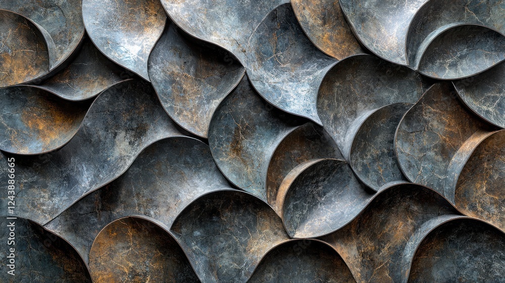 Poster abstract textured wall design with overlapping leaf-shaped elements