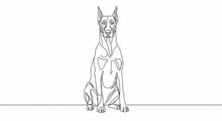 Outline drawing of sitting dog featuring sleek design and prominent ears