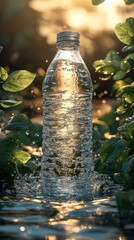 Refreshing Hydration: Pure Water Bottle in Nature's Embrace