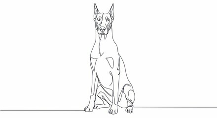 Line art drawing of a sitting great dane with minimalist style