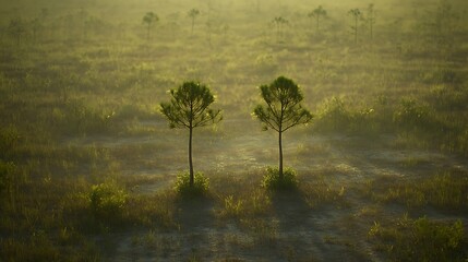 Aligned Pine Duo in Solitude