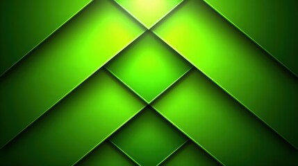 A vibrant green geometric pattern with layered shapes, creating a dynamic and modern visual effect.