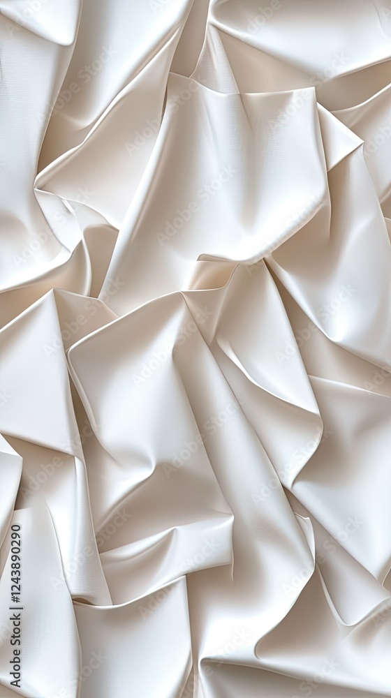 Poster textured white fabric draped in elegant folds and creases creating a sophisticated atmosphere in a m
