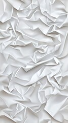 Obraz premium The close-up perspective reveals a detailed texture of crumpled white paper, emphasizing its complex folds and subtle shadows